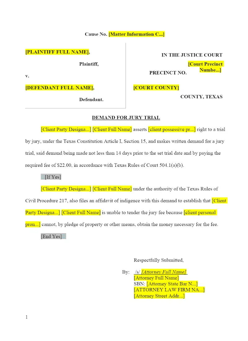 Demand for Jury Trial