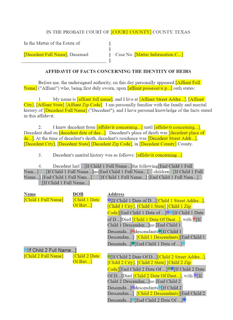 Affidavit Concerning Heirs (203.002)