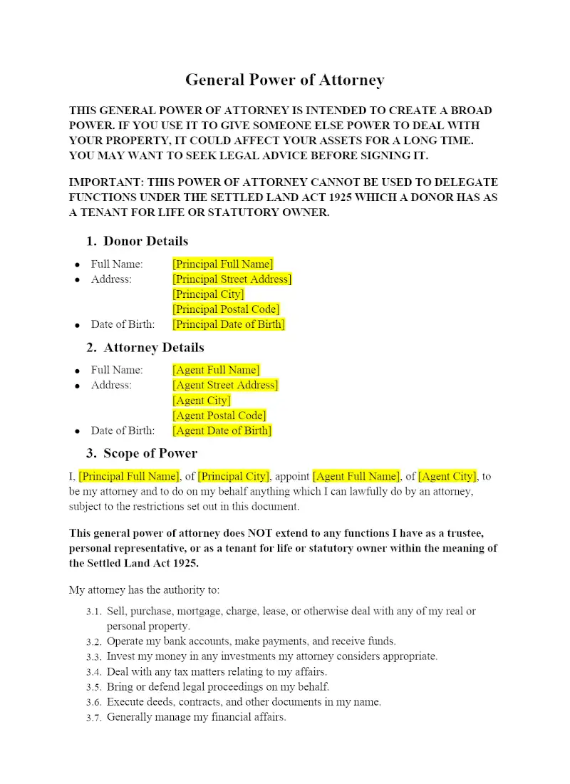 General Power of Attorney