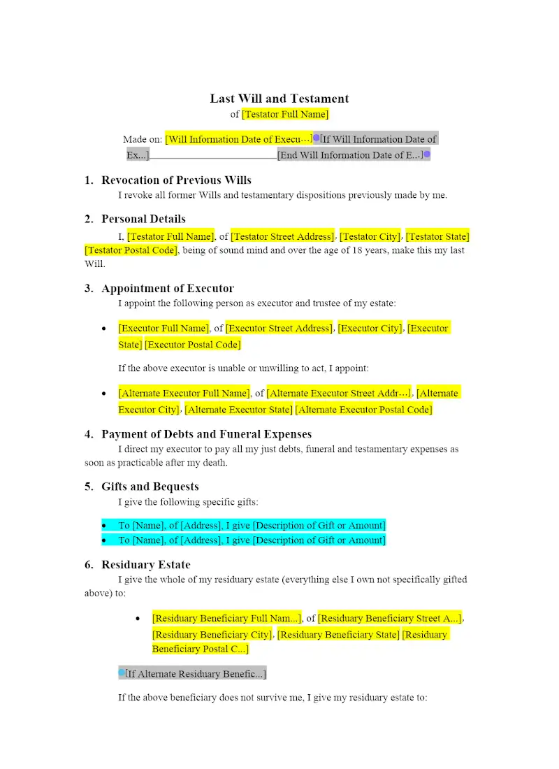 Last Will and Testament