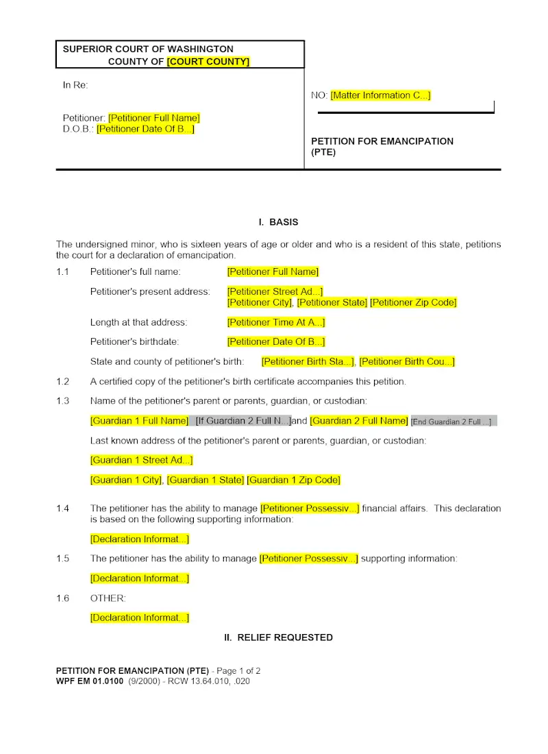 Petition for Emancipation