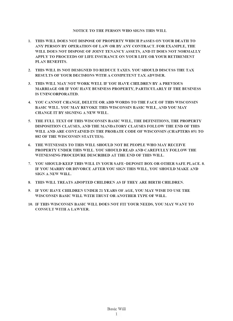 Statutory Basic Will