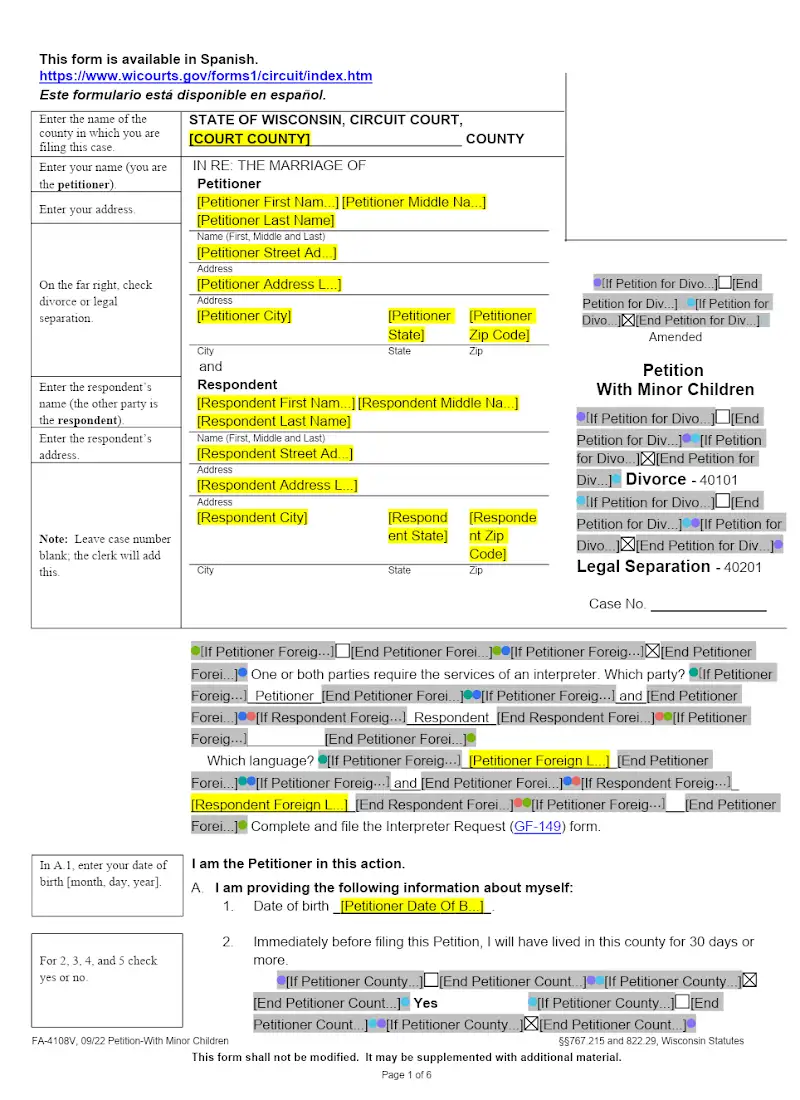 Petition with Minor Children (FA-4108V)