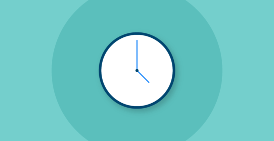 Illustration of a clock on a teal background