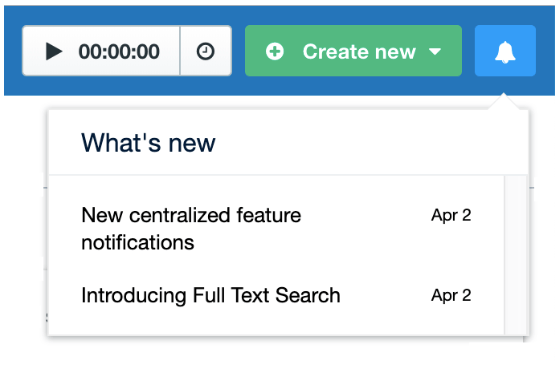 A screenshot of the What's New in-app widget for Clio Manage
