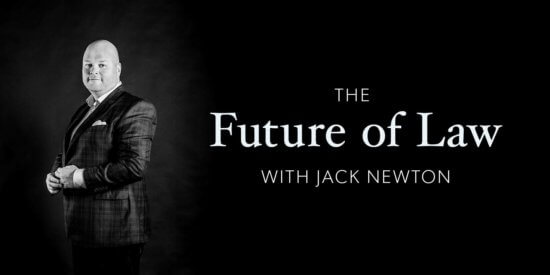 Photo of Jack Newton with "The Future of Law" text