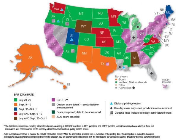 Map of states according to diploma privilege