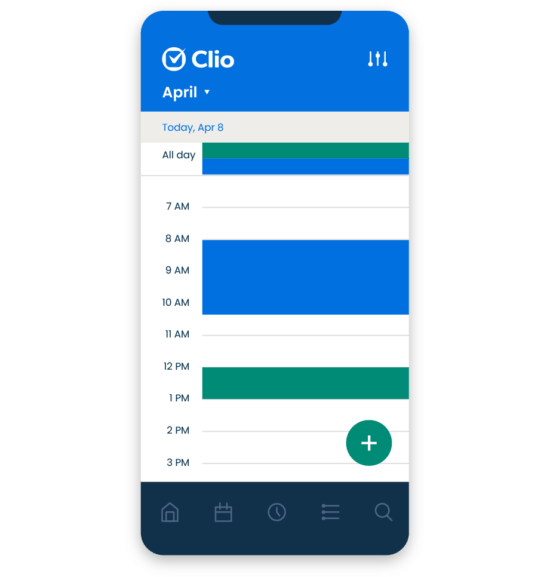 Clio Manage Mobile Simplified UI Calendaring Clio Mobile Calendar