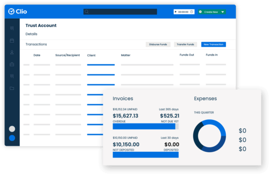 Clio Manage Simplified UI Accounting Billing Trust Account