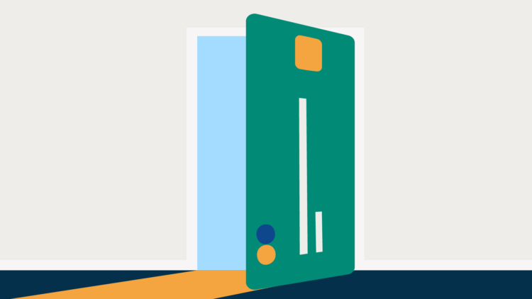 Credit card in shape of a door illusrtration
