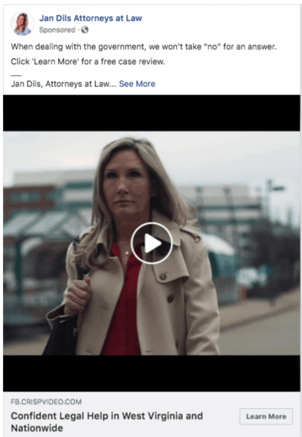 Facebook video ad example