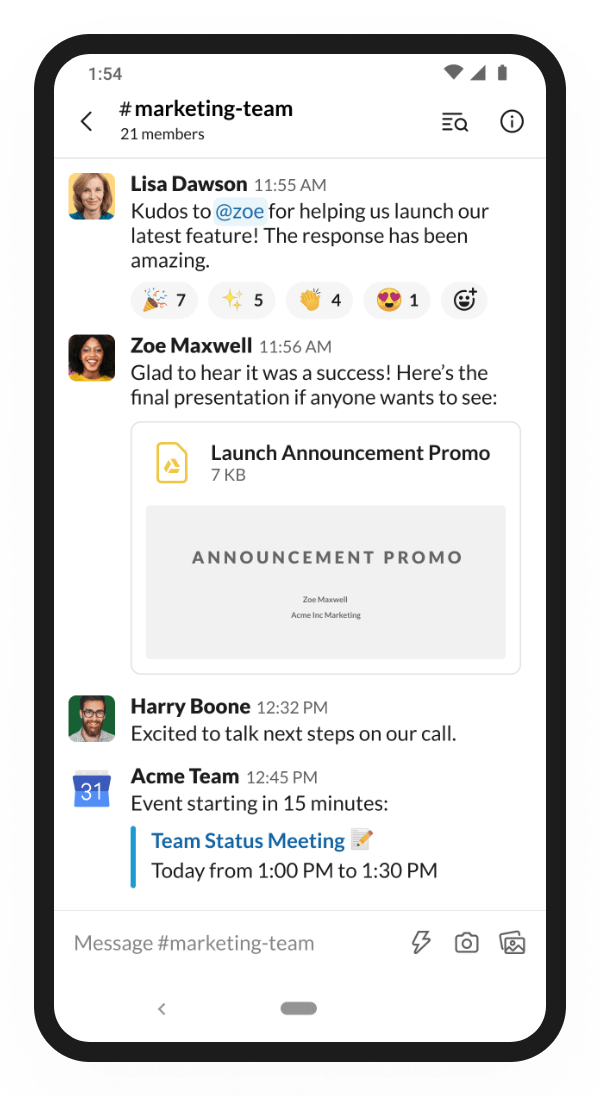 Slack Android messages product screenshot