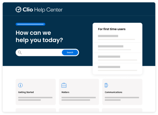 Clio Help Center interface