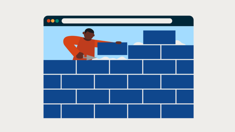 Lawyer building a virtual brick wall