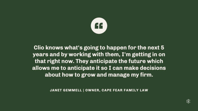 Quote from Clio customer Janet Gemmell