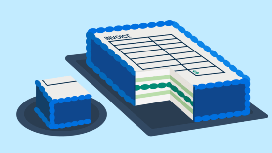 Image of invoice cake with a slice removed