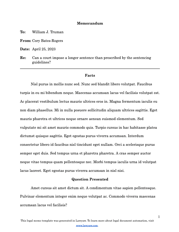 legal research writing sample