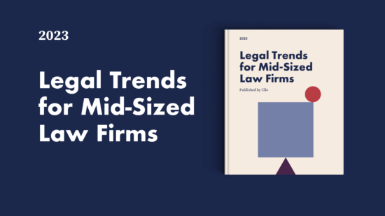 Banner with image of a book and 2023 Legal Tends for Mid-Sized Law Firms written on it