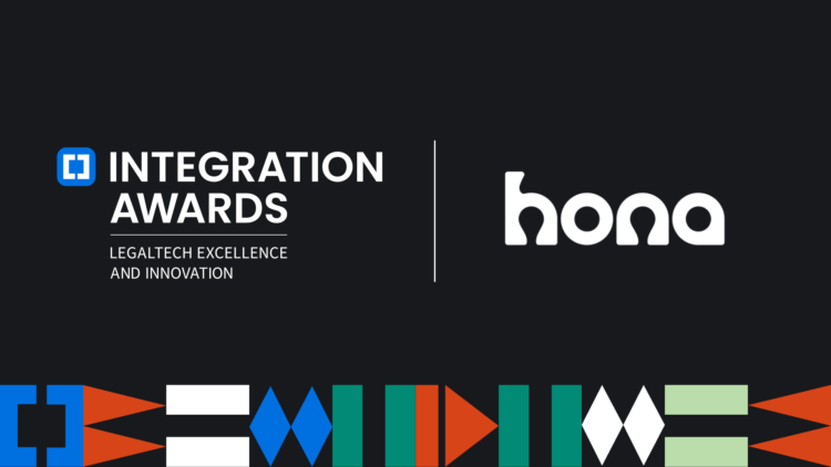 Graphic reading "Integration Awards: Legaltech Excellence and Innovation | Hona