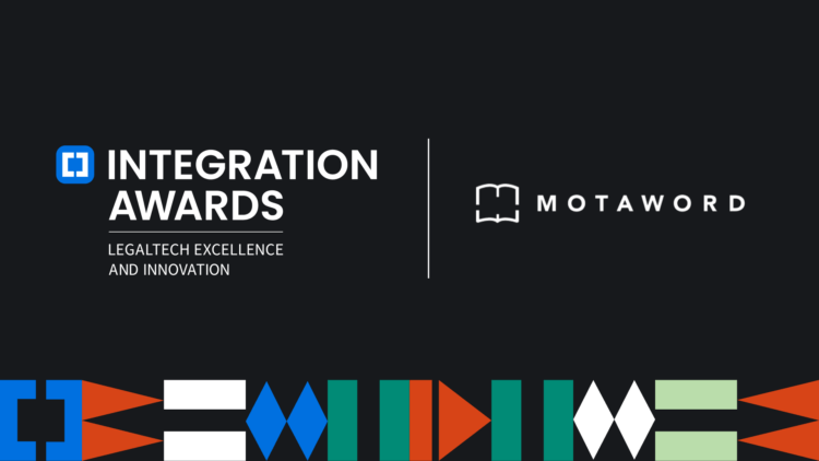 Graphic reading "Integration Awards: Legaltech Excellence and Innovation | MotaWord
