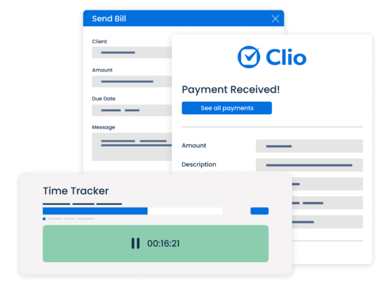 Time tracking, billing + payments