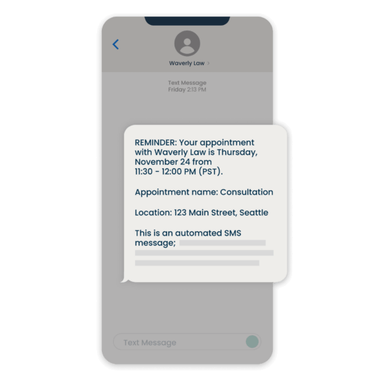 Product UI Clio Grow Appointment Text Reminder