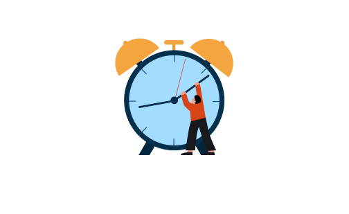 Illustration of a person pulling a clock hand