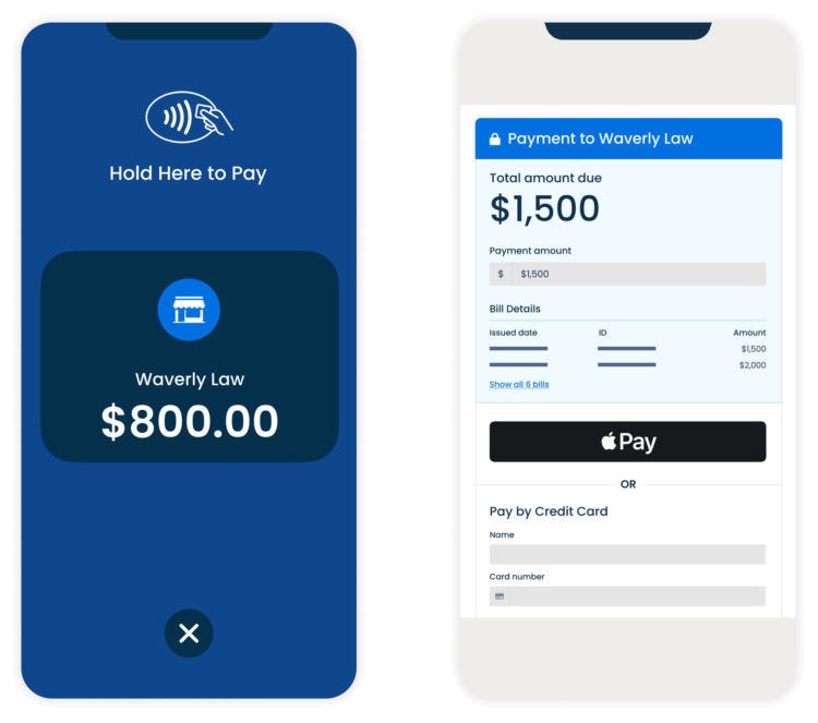 Simplified Product UI Clio Manage App Tap to Pay + Digital Wallets