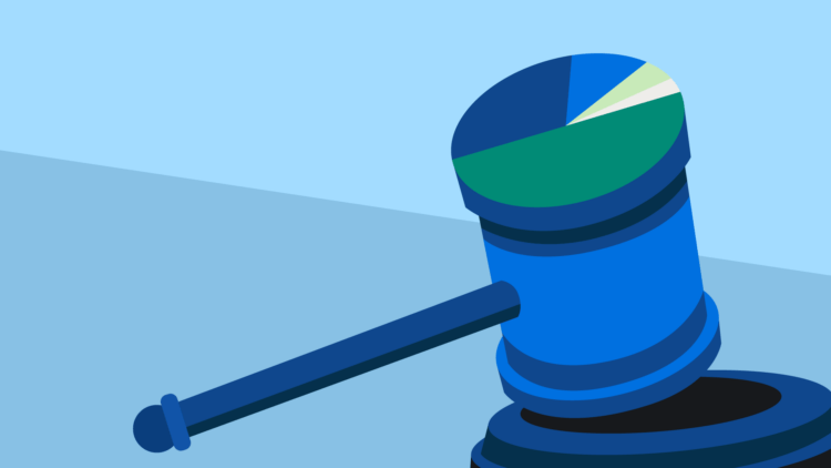 law firm accounting: gavel with pie chart