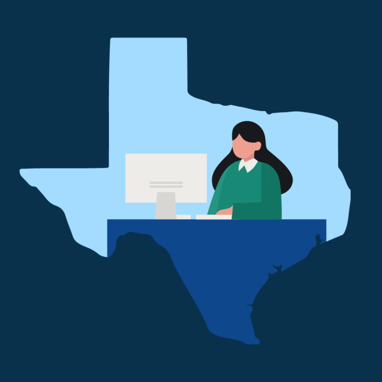 Image of Texas with person becoming a paralegal