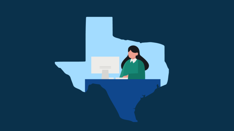 image of texas with someone becoming a paralegal