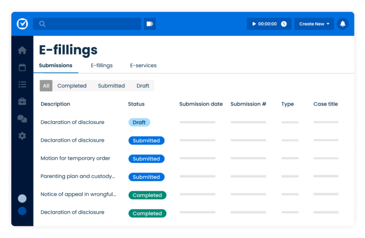 Track and manage e-filings