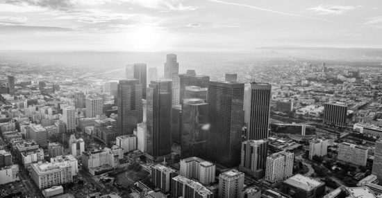 Black and white photo of Los Angeles, California