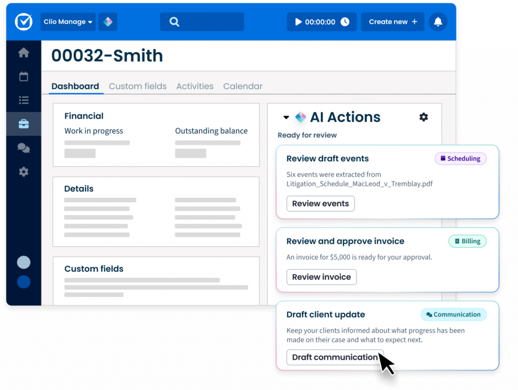 manage dashboard ai actions