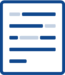 Icon of a document with several lines of blue placeholder text, outlined in a thick blue border.