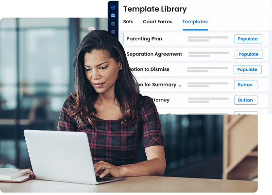 A legal professional reviews her document templates.