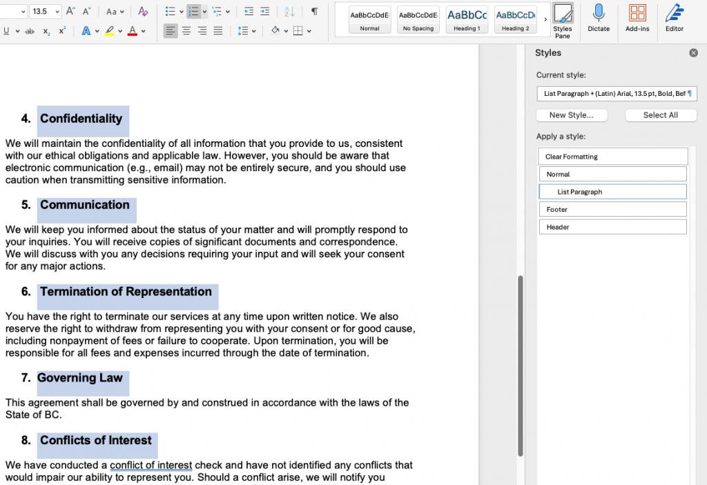 Why Microsoft Word Styles Break in Legal Documents