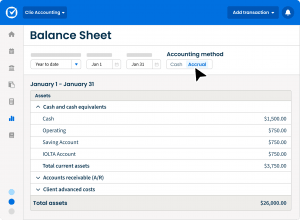 Simplified Product UI Clio Accounting NA Accrual Accounting Balance Sheet US