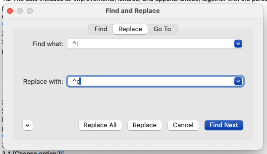 Find and replace special formatting characters in Microsoft Word for Mac users