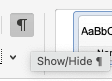 Show/Hide paragraph button in Word 